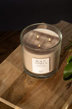 Black Vanilla 3 Wick Soy Wax Candle 45 Hour Burn Time 11 x 12cm