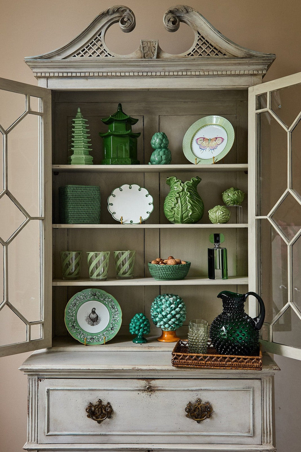 Rattan Tissue Box Cover - Green