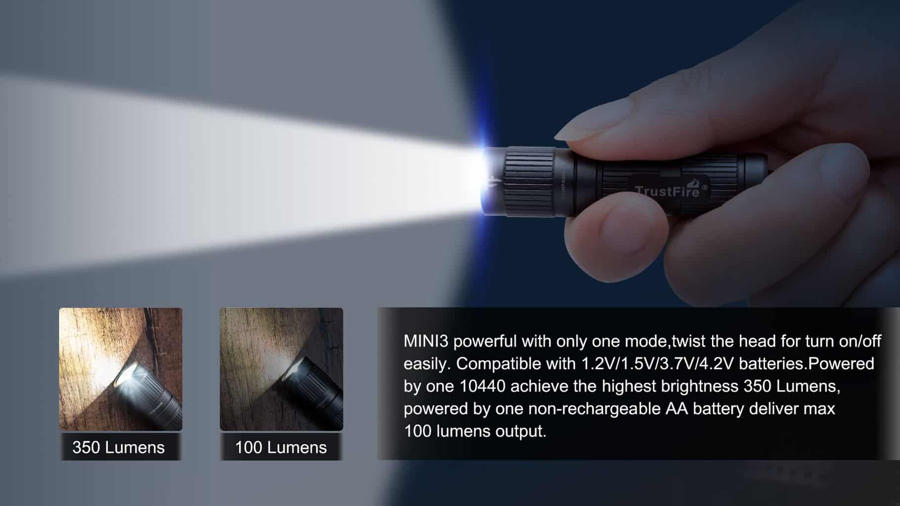 TrustFire MINI3 EDC Flashlight  350 Lumens