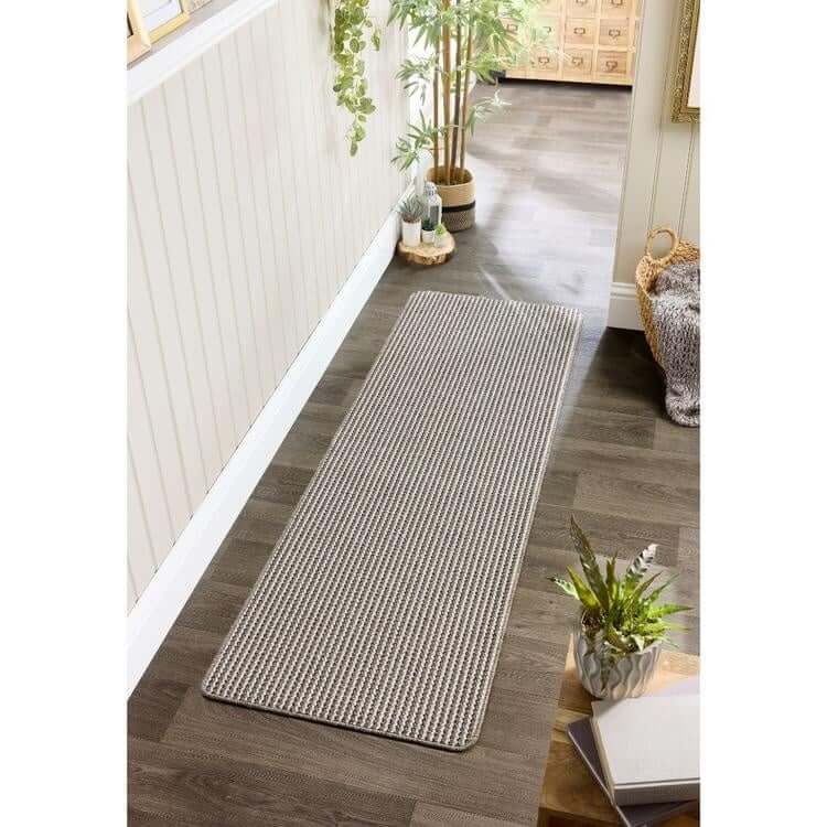 Twist Stripe Washable Mat or Runner Beige