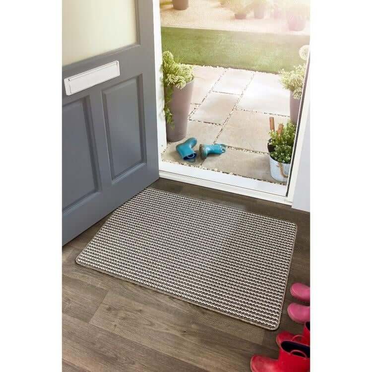 Twist Stripe Washable Mat or Runner Beige