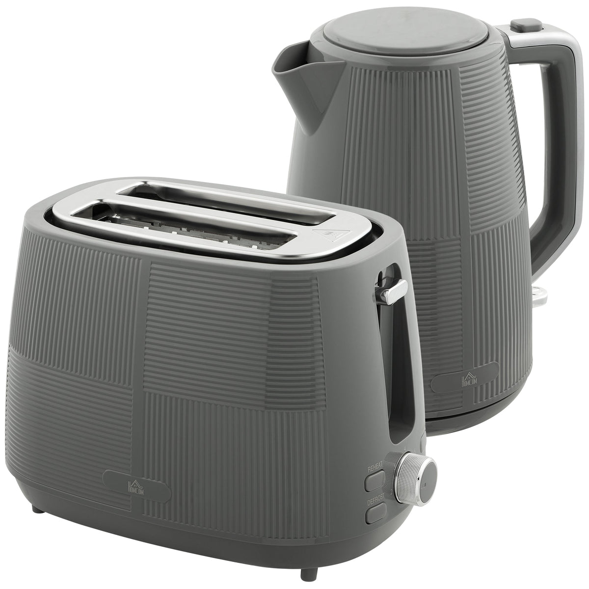 1.7L Fast Boil Electric Kettle and 2 Slice Water Toaster Set, Grey