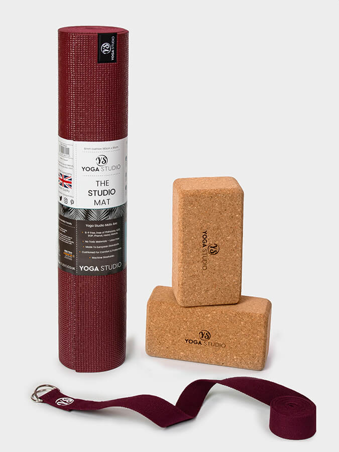 Yoga Studio Oeko-Tex Starter Cork Yoga Set Raspberry