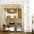 Fabric Portable Wardrobe with 8 Shelves 2 Hanging Rails