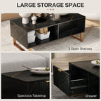 Coffee Table, Living Room Table with Drawer and Open Shelves