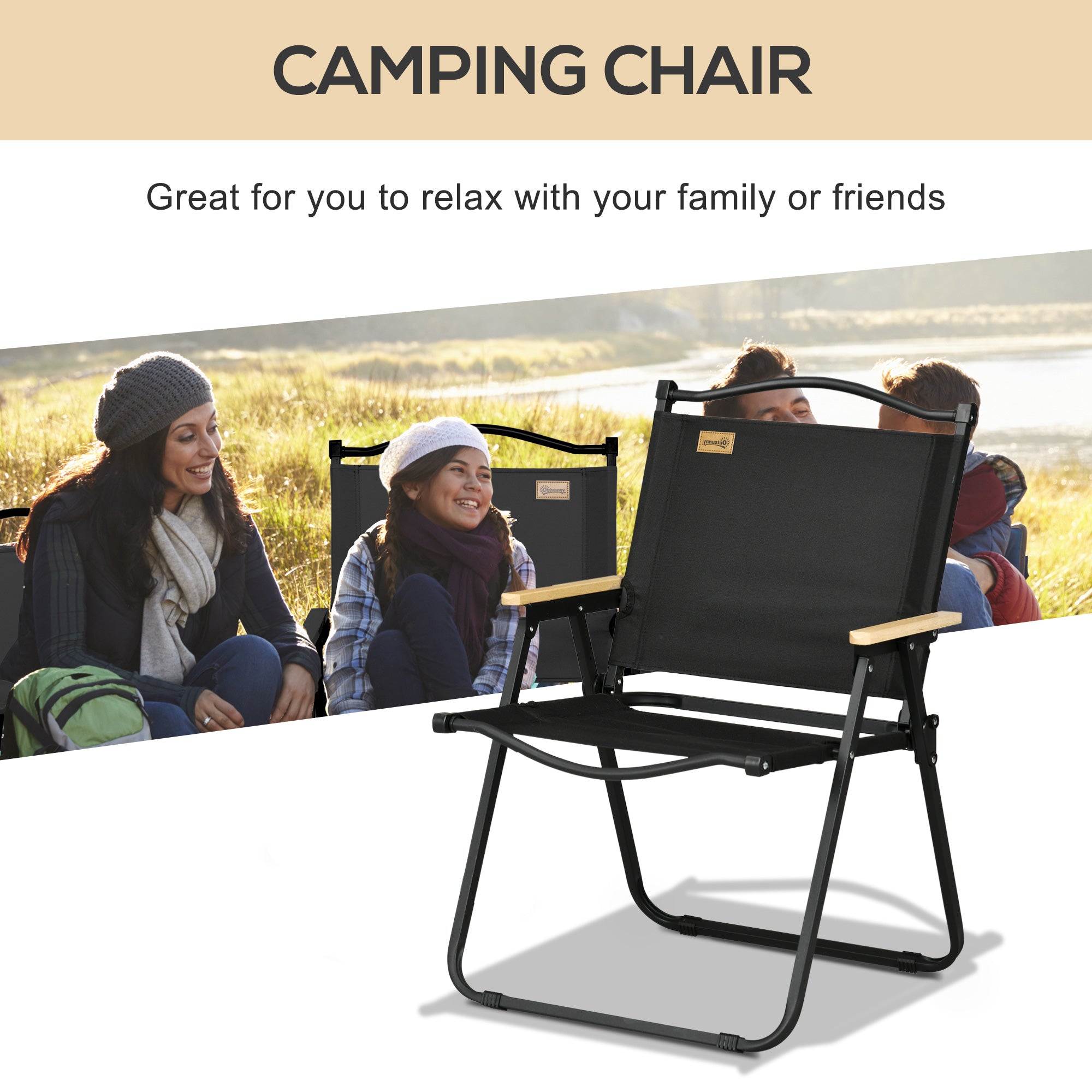 Oxford Fabric Folding Camping Chair | Lightweight & Portable | 2 Colours