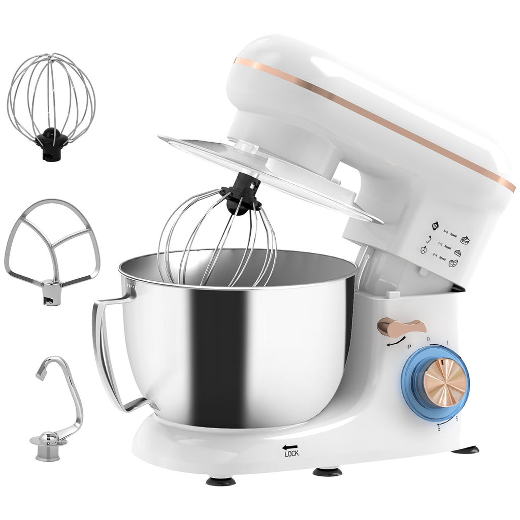 Electric Stand Mixer, 4.5L Food Mixer with Dough Hook, Whisk White