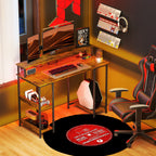 Computer Desk with Power Outlets and LED Lights, 120 x 50cm Reversible Home Office Desk with Monitor Stand and 2-Tier Storage Shelves, Gaming Desk with Cable Management, Rustic Brown