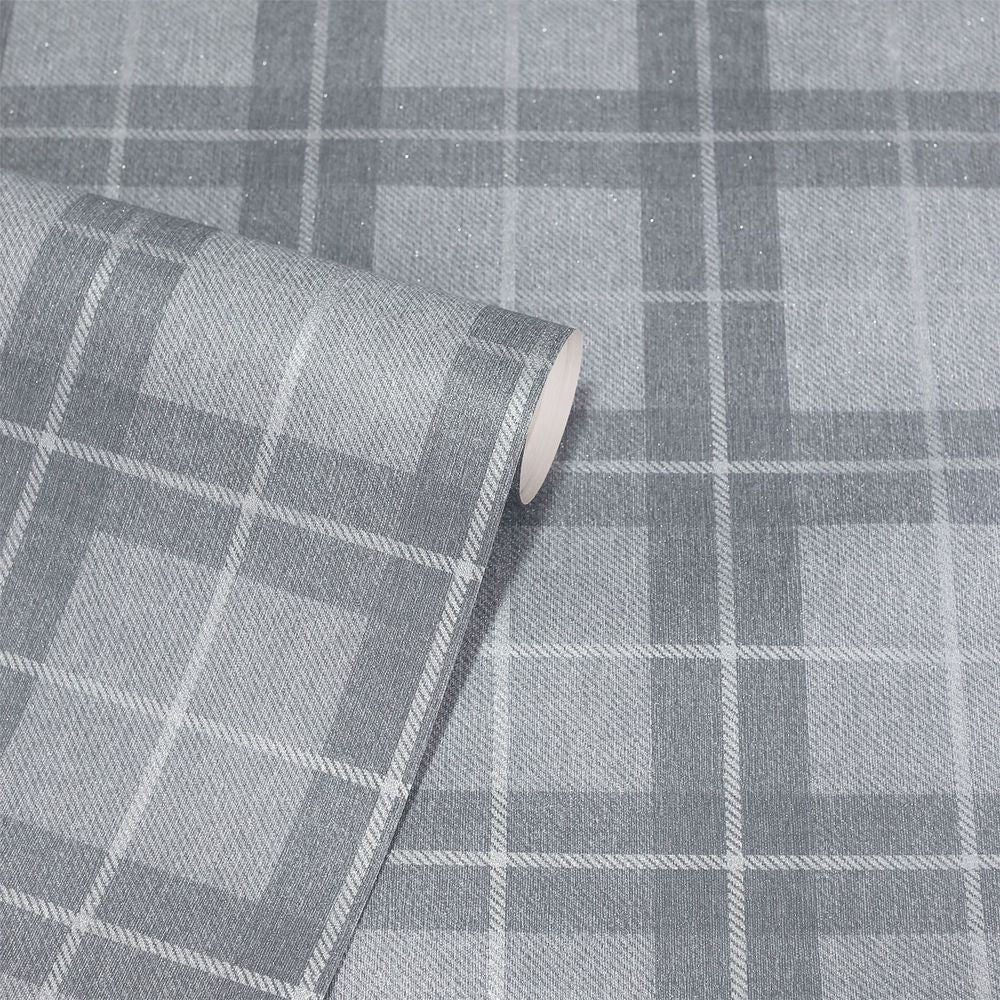 Heritage Check Grey/Silver Scarf