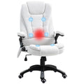 Office Chair w/ Heating Massage Points Relaxing Reclining Cream White