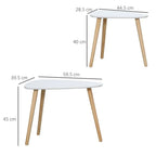 Side Table Set of 2 Nested Coffee Table W/ Solid Wood Legs Living Room White