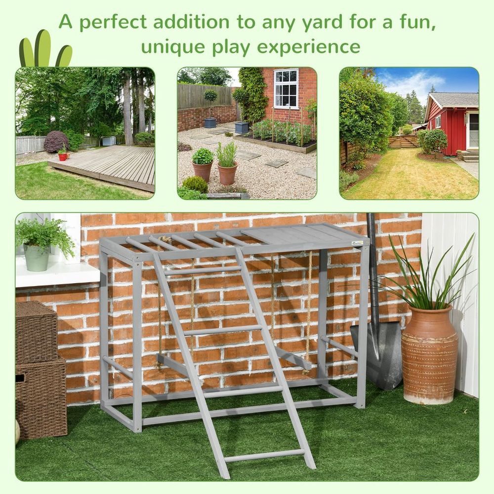 Chicken Activity Play Chicken Coop with Swing Set for 3-4 Birds, Grey