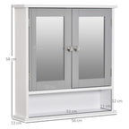 Stylish Grey Wall-Mounted Mirror Cabinet with Double Mirrored Doors - Space-Saving