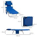Portable Beach Chaise Lounge - Reclining, Adjustable, Blue - !