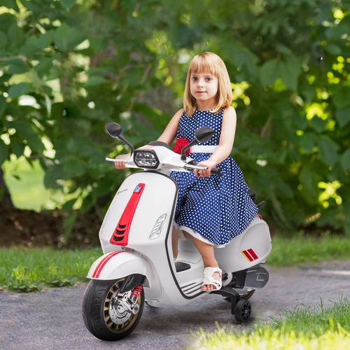 Vespa Licensed 12V Kids Electric Motorbike w/ 2 Training Wheels