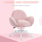 Fluffy Pink Leisure Chair w/ Backrest & Armrest for Bedroom