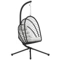 PE Hanging Swing Chair w/ Thick Cushion, Patio Hanging Chair, Black