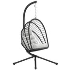 PE Hanging Swing Chair w/ Thick Cushion, Patio Hanging Chair, Black
