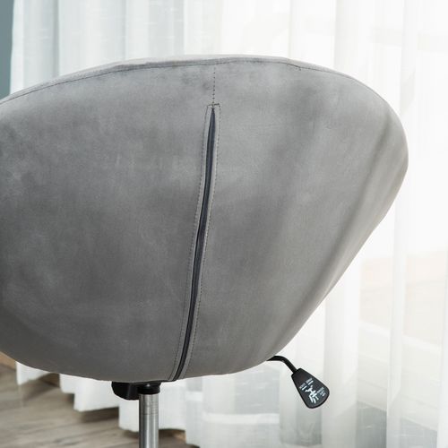 Swivel Dressing Stool, Velvet-feel Upholstered Vanity Chair, Adjustable Height Tub Makeup Chair with Button Tufting and Thick Padding, Breakfast Dining Chair, Grey