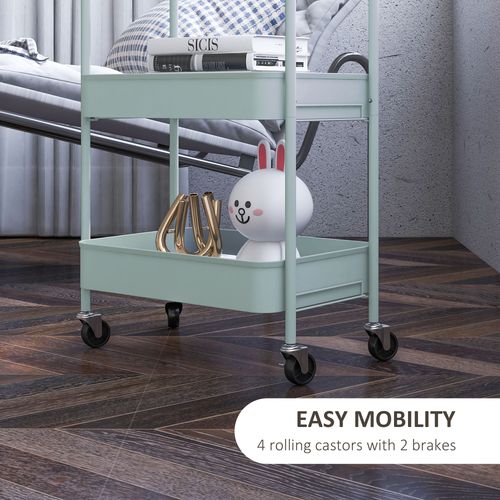 3 Tier Rolling Utility Cart with 3 Mesh Basket