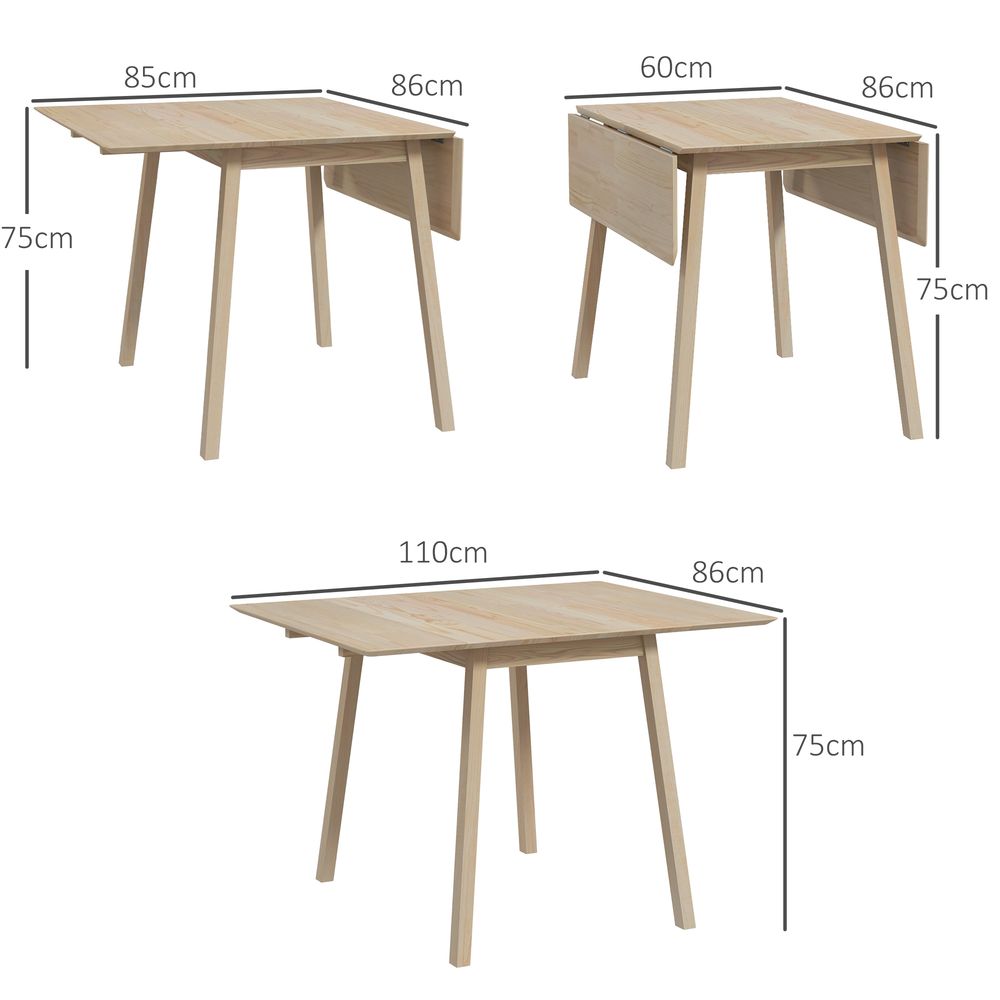 Versatile Drop Leaf Kitchen Table - Extendable Dining Table for Small Spaces - 2-4 Seater