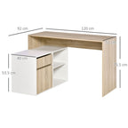 L-Shaped Corner Computer Desk - Oak and White