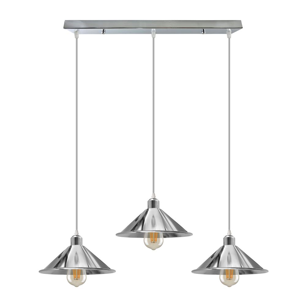 3 Head Rectangle Base Industrial Vintage Ceiling Pendant Light Shade Hanging Lamp