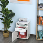 60cm Storage Cabinet w/Drawer Open Shelf Metal Handles 4 Wheels Office Home Organiser Mobile Printer White