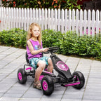Children Pedal Go Kart, Raving Go Kart with Adjustable Seat, Inflatable Tyres, Shock Aborb, Handbrake, for Ages 5-12 Years - Pink
