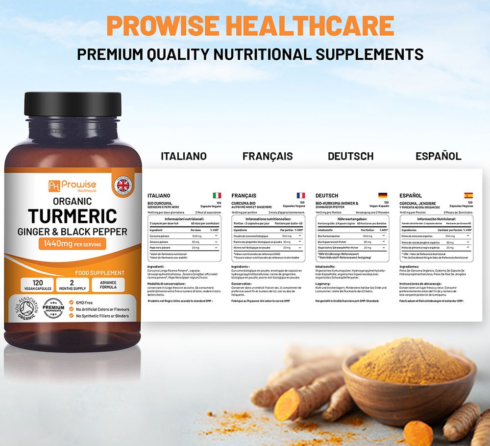 Turmeric Curcumin 1440mg with Black Pepper & Ginger - UK Manufactured