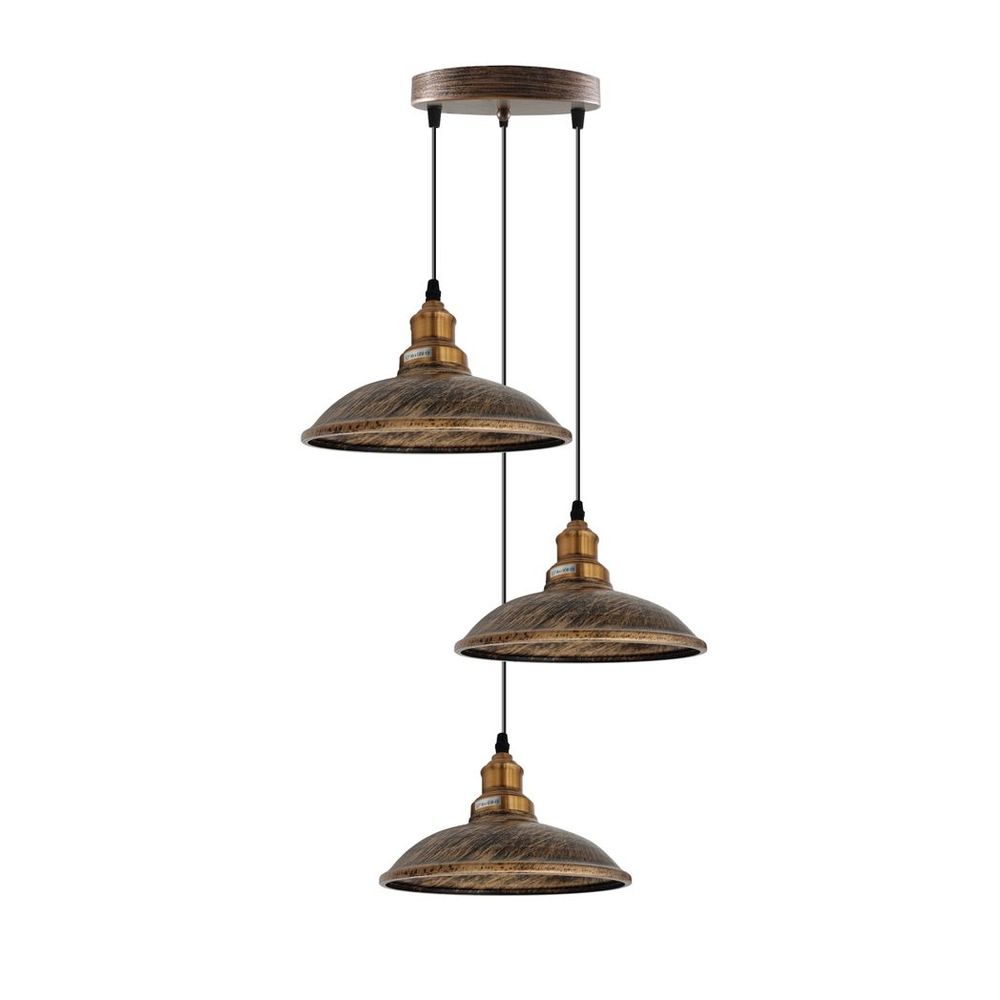3 Head Vintage Industrial E27 Ceiling Hanging Light Shade Metal Pendant Lamp