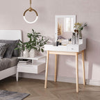 Dressing Table Desk Flip-up Mirror Multi-Purpose Large Space 2 Drawers Modern - White