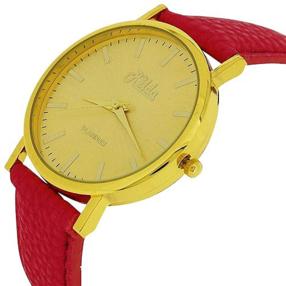 Women's Analogue Watch - Jumbo Gold Dial with Pink Leather Strap