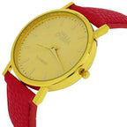Women's Analogue Watch - Jumbo Gold Dial with Pink Leather Strap