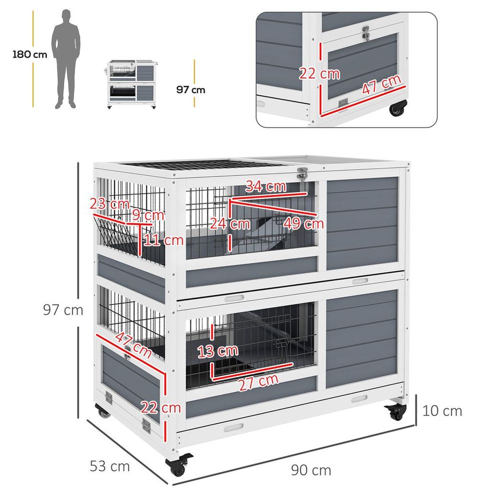 Double Deckers Rabbit Hutch: Spacious, Slide-Out Trays, Feeding Trough