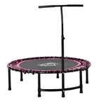 45” Round Mini Fitness Trampoline Rebounder Indoor Outdoor Mini Jumper with Adjustable Handle - Pink