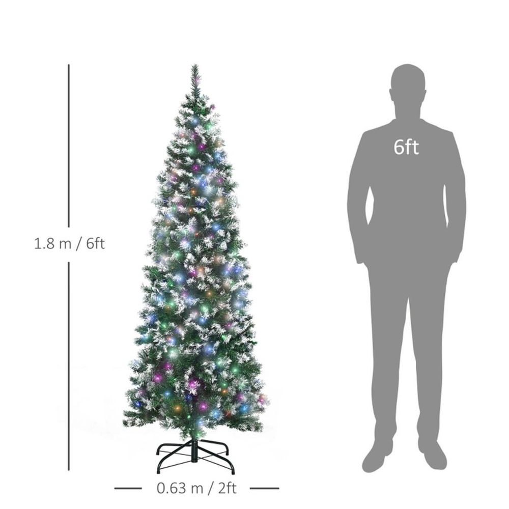6 Ft Christmas tree with multicoloured lights - Artificial - Green