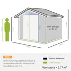 Lockable Garden Shed Large Patio Roofed Foundation 7ft x 4ft,Grey Vent