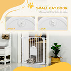 Pet Safety Gate: Pressure Fit Stair w/ Small Door - Double Locking - Secure