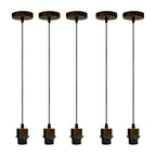 5-Pack Industrial Brushed Copper Pendant Light, Addable E27 Lamp Holder