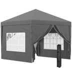 3mx3m Pop Up Gazebo Party Tent Canopy Marquee with Storage Bag Grey Grey