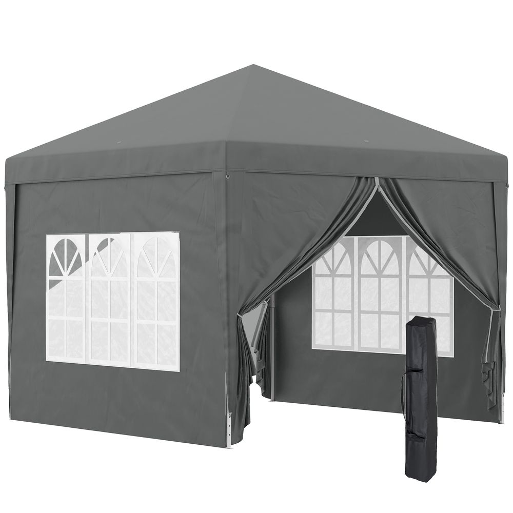 3mx3m Pop Up Gazebo Party Tent Canopy Marquee with Storage Bag Grey Grey