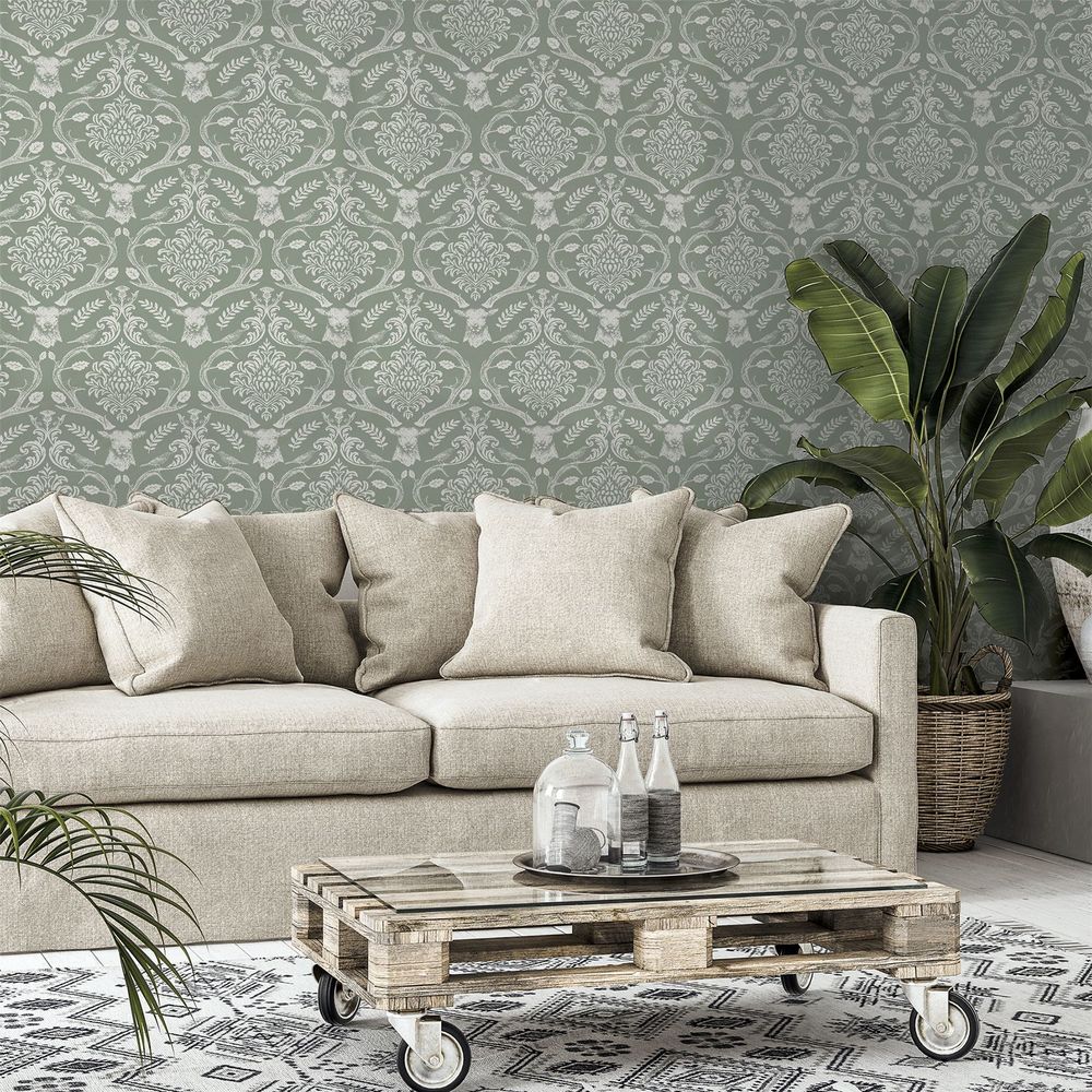 Stag Damask Sage Green - for All Demographics!