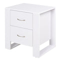 Modern 2-Drawer White Bedside Table - Particle Board, Luxe Design