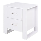 Modern 2-Drawer White Bedside Table - Particle Board, Luxe Design
