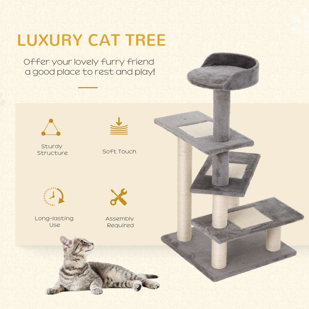 Cat Activity Center - Multi-level Climbing Tower with Scratching Post and Plush Material