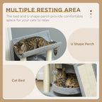 Indoor Cat Tree Tower: Scratching Posts, Pad, Light Grey, Toy Ball - Easy Assembly