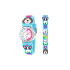 Children Girls 3D Cartoon Time Teacher Watch Blue Frenchie & Cockapoo