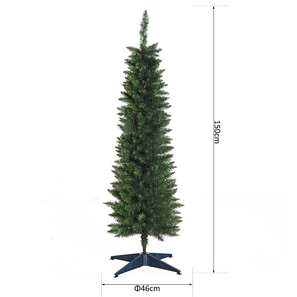 1.5m 5ft Artificial Pine Pencil Slim Christmas Tree 294 Branch Tips with Stand