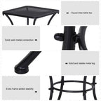 Metal Patio Bistro Table - Square 45cm, Black